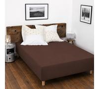 Home Linge Passion - Drap Housse 100% Coton 160x200 cm - Bonnet 25 cm - Chocolat