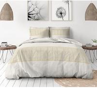 Home Linge Passion | Housse de Couette - 3 Pièces | 100% Coton - 57 Fils | 2 Personnes - 220 x 240 cm | NAT Ivoire ET Miel