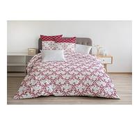 Home Linge Passion | Housse de Couette - 3 Pièces | 100% Coton - 57 Fils | 2 Personnes - 220x240 cm | Frise Bordeaux, Blanc