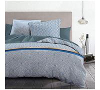 Home Linge Passion | Housse de Couette - 3 Pièces | 100% Coton - 57 Fils | 2 Personnes - 220x240 cm | LOUXOR Bleu