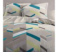HOME LINGE PASSION - Parure de Couette (1 Personne) 140x200 cm - 100% Coton - Housse + 1 Taie - Motif Marco Taupe
