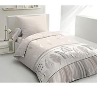 Home Linge Passion - Parure de Couette 140x200 cm (1personne) - Housse + 1 taie - Douce, légère, Entretien Facile - Motif Home Sweet Home -