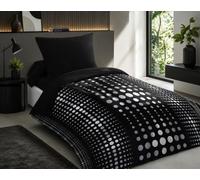 HOME LINGE PASSION Parure de Couette 140x200 Steevy Noir- Housse imprimée + taie - Douce, légère et Facile d'entretien - Motifs Modernes