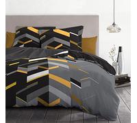 Home Linge Passion - Parure de Couette 220x240 cm - 100% Coton - Housse + 2 Taies - Motif Marco Yellow
