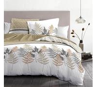 Home Linge Passion Parure de Couette 220x240 cm - 3 pièces - Percale de Coton Douce - Housse + taie - Beige & Praline - Modèle La Marquise