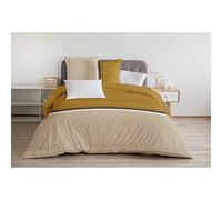 Home Linge Passion - Parure de Couette 240x260 cm - 100% Coton 57 Fils - Housse + 2 Taies - Motif Tilt Ocre Moutarde
