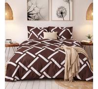 HOME LINGE PASSION - Parure de Couette 240x260 cm - 100% Coton - Housse + 2 Taies - Motif Soleara