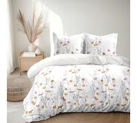 HOME LINGE PASSION Parure de Couette 240x260 cm en Percale de Coton - Housse + taie - Blanc & Jaune - Modèle L'insoumise