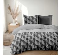HOME LINGE PASSION Parure de Couette 240x260 cm en Percale de Coton - Housse + taie - Gris - Modèle La Gitane