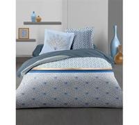 HOME LINGE PASSION Parure de couette Louxor - 1 housse de couette 240x260 cm + 2 taies 65x65 cm - Bleu et blanc bleu G