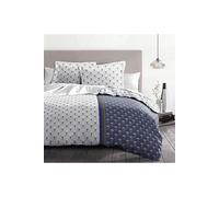HOME LINGE PASSION Parure de couette Rainbow - 1 housse de couette 220x240 cm + 2 taies 65x65 cm - Bleu et blanc