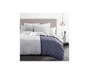 HOME LINGE PASSION Parure de couette Rainbow - 1 housse de couette 240x260 cm + 2 taies 65x65 cm - Bleu et blanc