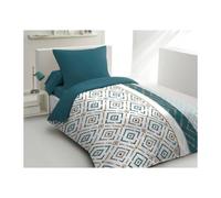 Home_linge_passion parure de lit microfibre Ethno - Bleu canard
