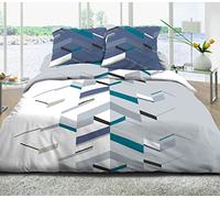 Home Linge Passion Parures 3 Pièces Coton Marco Bleu 240 x 260 cm