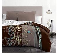 Home Linge Passion Philosophie Set de 3 Parures de Couette, Microfibre, 220x240 cm Marron/Bleu/Jaune