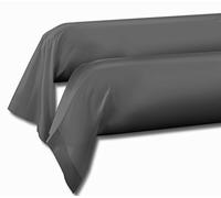 Home Linge Passion Taies de traversin 85x185 cm, Gris foncé, Lot de 2