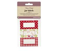 Home Made Jam Jar Labels for Jars and Bottles, Orchard Designs, Red / White, Pack of 30