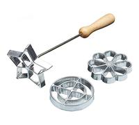 Home Made Swedish Rosette Waffle Iron/Cookie Mould Set, Metal, 4 Pieces