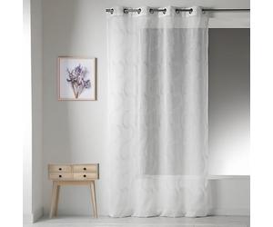 Home Maison 09366-8-AL Voilage Etamine Brodé avec Oeillets Ronds Blanc/Argent 140 x 260 cm