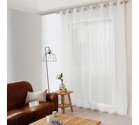 HOME MAISON Decostars - Voilage Aspect Lin Grande Largeur Oeko-tex. Polyester Blanc 300x240 cm