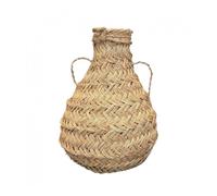 Home Maison Grand panier déco jarre feuille de palmier - Pot de fleur décoratif feuille de palmier - 25 x 30 x 40 cm - Artisanat Marocain - Couleur Naturel