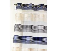 Home Maison HM6989303 Voilage à Fines Rayures Horizontales Organza Polyester Marine 140 x 240 cm