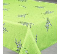 Home Maison - Nappe Anti-Tache Rectangle Motif Lavande - Polyester - Linge de Table Imperméable - Usage Intérieur Extérieur - Facile Entretien Lavable - 145 x 240 cm - Vert
