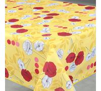 Home Maison - Nappe Anti-Tâche Rectangulaire Motif Coquelicots - Polyester - Traitement Anti-Tâche - Linge de Table pour Intérieur ou Extérieur - 145 x 240 cm - Jaune
