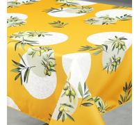 Home Maison - Nappe Anti-Tache Rectangulaire Motif Olive - Polyester - Linge de Table Imperméable - Usage Intérieur Extérieur - Facile Entretien Lavable - 145 x 240 cm - Jaune