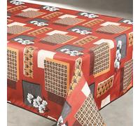 Home Maison - Nappe Anti Taches Motif Fleur et Forme Géométrique - 100% Polyester - Linge de Table Rectangle - Lavable en Machine - Usage Intérieur et Extérieur - 145 x 240 cm - Terracotta