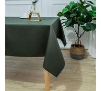 Home Maison - Nappe Rectangulaire Enduite Anti Tache - 100% Polyester - Déperlant - pour Table Cuisine ou Jardin - Ourlet Qualitatif - Facile Entretien - 145 x 240 cm - Vert Olive