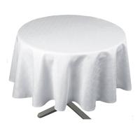 Home Maison - Nappe Ronde Extérieure Esprit Bord de Mer - Polyester Enduit - Anti-Taches et Imperméable - Idéale pour Jardin et Cuisine - Accueille 4 à 6 Convives - Ø 160 cm - Blanc
