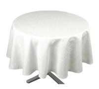 Home Maison - Nappe Ronde Extérieure Esprit Bord de Mer - Polyester Enduit - Anti-Taches et Imperméable - Idéale pour Jardin et Cuisine - Accueille 4 à 6 Convives - Ø 160 cm - Écru