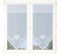 Home Maison - Paire de Petits Voilages Cœur en Pointe - Polyester - Tamisants, Élégants - Fenêtre, Salon, Chambre - Passe Tringle, Finition Pointe - 60 x 160 cm - Blanc