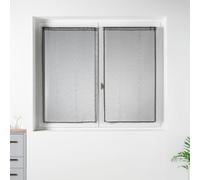Home Maison - Paire de Petits Voilages en Organza à Rayures Argentées - Polyester - Ourlet Passe Tringle - Usage Fenêtre Cuisine Salon - 60 x 120 cm - Gris Clair
