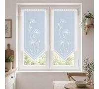 Home Maison - Paire de Vitrages Base Découpée Dentelle - 100% Polyester - Motif Floral Stylisé - Passe-Tringle Intégré - Prêt à Poser - 60 x 160 cm - Blanc