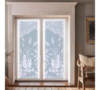 Home Maison - Paire de Vitrages Frangés en Dentelle avec Cygnes - 100% Polyester - Motif Bucolique Peint à La Main - Passe-Tringle Intégré - Prêt à Poser - 60 x 120 cm - Blanc