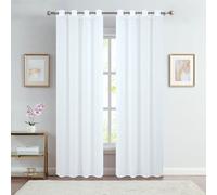 Home Maison - Paire de Voilages Unis pour Baie Vitrée - Polyester 100% - Tamisant et Transparent - 8 Œillets Métalliques - Installation Facile - 140 x 240 cm - Blanc