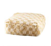 Home Maison - Pouf Damier en Laine avec Garnissage - Carré - Accessoire Déco Graphique - Assise d'Appoint, Repose-Pieds, Textile - Tissage Épais et Moelleux - 56 x 56 cm - Beige