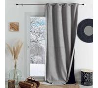 Home Maison QABANE - Rideau Thermique Phonique KONFOR - Flanelle Polyester - Occultant Isolant Froid et Bruit - Chambre Salon Bureau - 8 Oeillets - 140 x 300 cm - Gris Perle