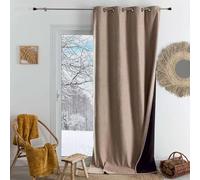 Home Maison QABANE - Rideau Thermique Phonique KONFOR - Flanelle Polyester - Occultant Isolant Froid et Bruit - Chambre Salon Bureau - 8 Oeillets - 140 x 300 cm - Beige