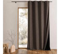 Home Maison QABANE - Rideau Thermique Phonique KONFOR - Flanelle Polyester - Occultant Isolant Froid et Bruit - Chambre Salon Bureau - 8 Oeillets - 140 x 300 cm - Taupe