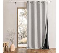 Home Maison QABANE - Rideau Thermique Phonique KONFOR - Flanelle Polyester - Occultant Isolant Froid et Bruit - Chambre Salon Bureau - 8 Oeillets - 140 x 300 cm - Naturel