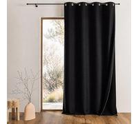 Home Maison QABANE - Rideau Thermique Phonique KONFOR - Flanelle Polyester - Occultant Isolant Froid et Bruit - Chambre Salon Bureau - 8 Oeillets - 140 x 300 cm - Noir