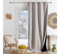 Home Maison QABANE - Rideau Thermique Phonique KONFOR - Flanelle Polyester - Occultant Isolant Froid et Bruit - Chambre Salon Bureau - 8 Oeillets - 140 x 180 cm - Naturel
