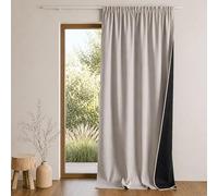 Home Maison QABANE - Rideau Thermique Phonique Semi Occultant à Galons Fronceurs KONFOR - Polyester - Isolation Acoustique - Voilage Chambre, Salon - 140 x 260 cm - Naturel