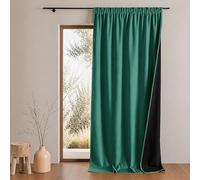 Home Maison QABANE - Rideau Thermique Phonique Semi Occultant à Galons Fronceurs KONFOR - Polyester - Isolation Acoustique - Voilage Chambre, Salon - 140 x 260 cm - Vert