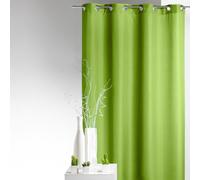 Home Maison - Rideau 80% Occultant Uni - Polyester - 8 Œillets Ronds Argentés - Obscurcissant Fenêtre Porte - Prêt-à-Poser - Chambre Salon Bureau - 135 x 260 cm - Vert