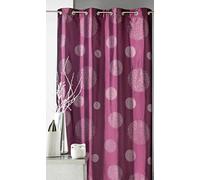 Home Maison - Rideau Ameublement en Taffetas Imprimé Argent - Polyester à Motifs - Occultant Anti Bruit - pour Salon et Chambre - 8 Œillets Ø 4 cm - 140 x 260 cm - Ivoire