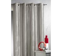Home Maison - Rideau Ameublement en Taffetas Imprimé Argent - Polyester à Motifs - Occultant Anti Bruit - pour Salon et Chambre - 8 Œillets Ø 4 cm - 140 x 260 cm - Gris Clair